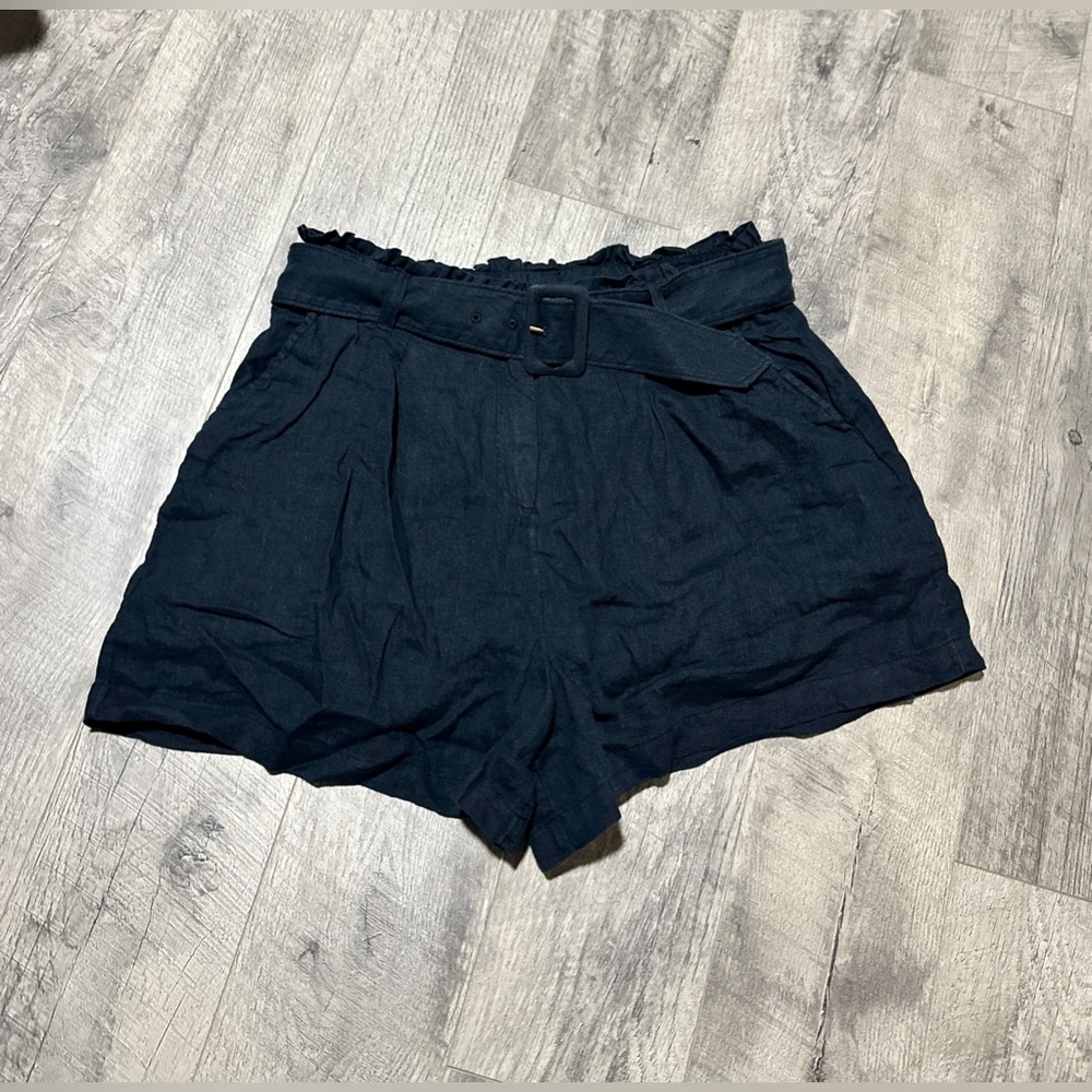 Vineyard Vines Solid Linen Belted Shorts - JET BLACK, SZ 14 🖤 BRAND NEW